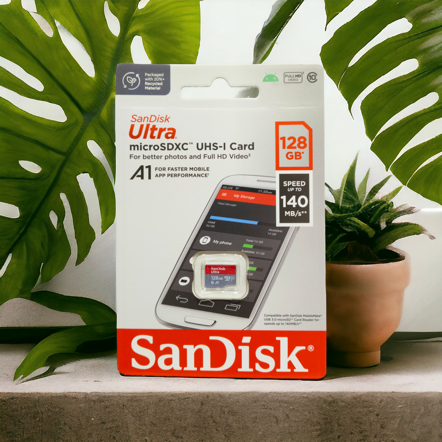 SanDisk Ultra 128 GB MicroSDXC UHS Class 1 140 MB/s Memory Card